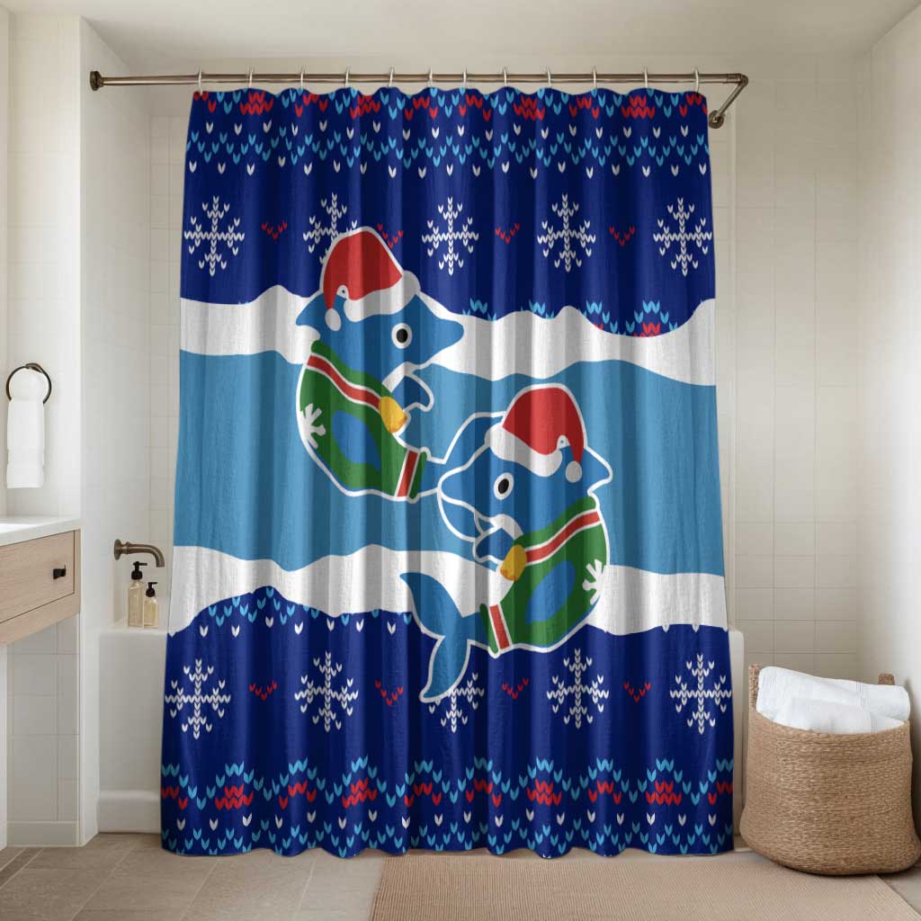 Dolphin Couple Christmas Bathroom Set Funny Xmas Holiday Patterns - Wonder Print Shop