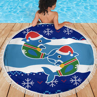 Dolphin Couple Christmas Beach Blanket Funny Xmas Holiday Patterns - Wonder Print Shop