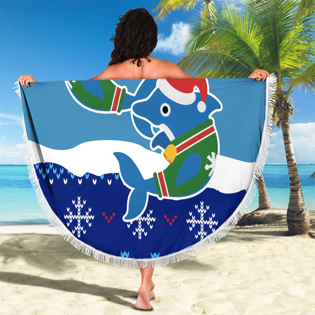 Dolphin Couple Christmas Beach Blanket Funny Xmas Holiday Patterns - Wonder Print Shop