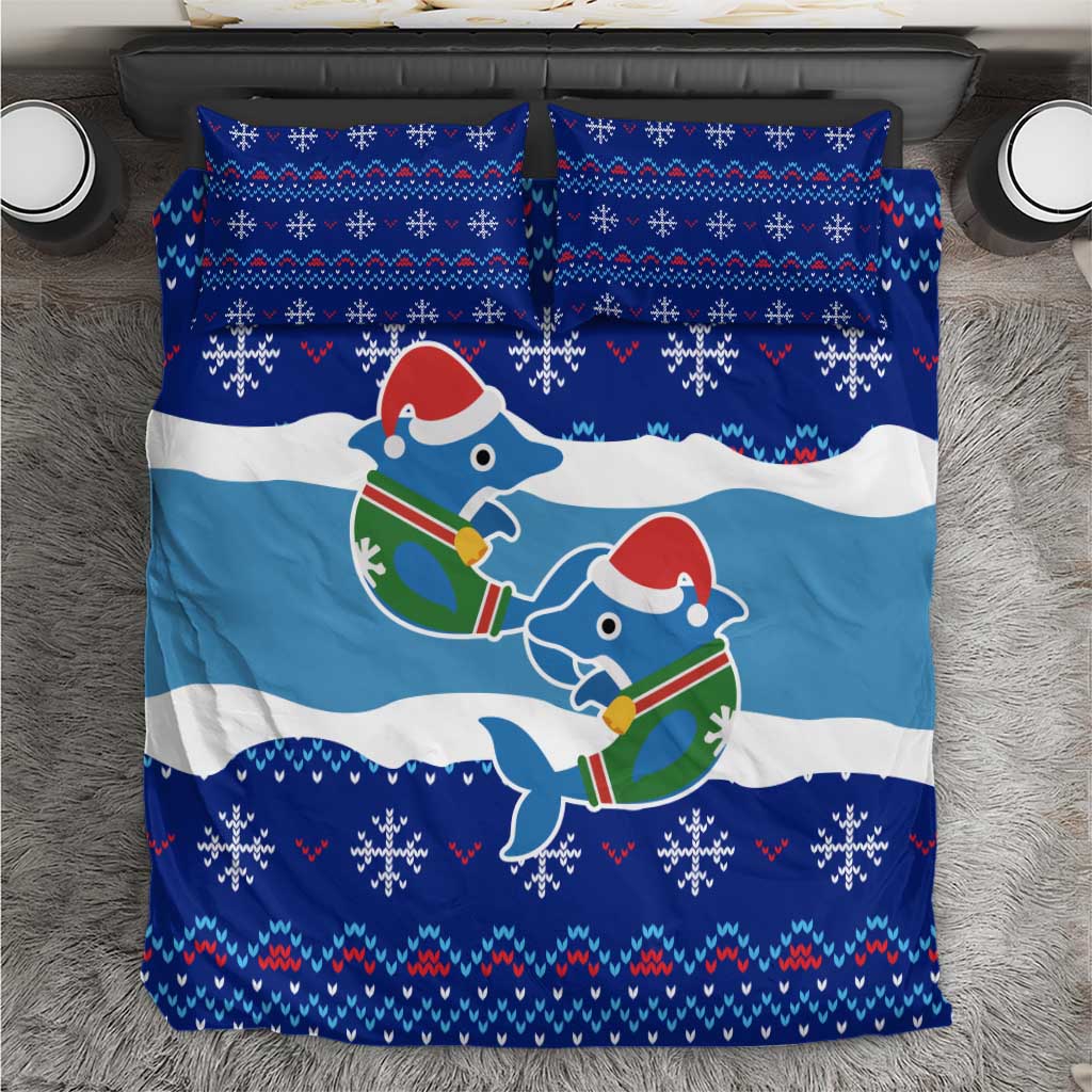 Dolphin Couple Christmas Bedding Set Funny Xmas Holiday Patterns - Wonder Print Shop