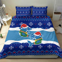 Dolphin Couple Christmas Bedding Set Funny Xmas Holiday Patterns - Wonder Print Shop