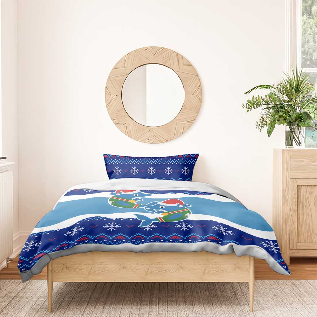 Dolphin Couple Christmas Bedding Set Funny Xmas Holiday Patterns - Wonder Print Shop