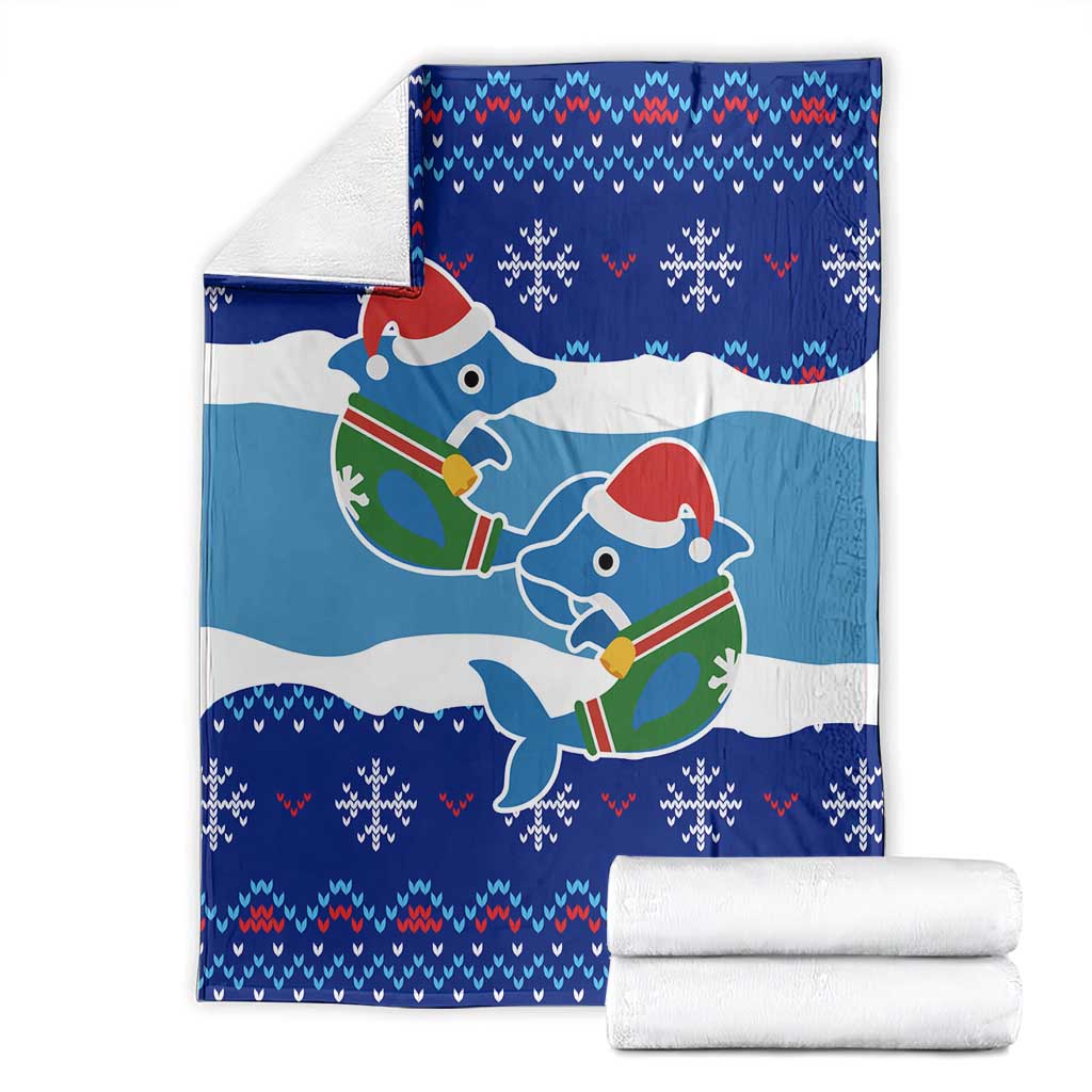Dolphin Couple Christmas Blanket Funny Xmas Holiday Patterns - Wonder Print Shop