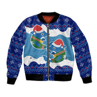 Dolphin Couple Christmas Bomber Jacket Funny Xmas Holiday Patterns - Wonder Print Shop