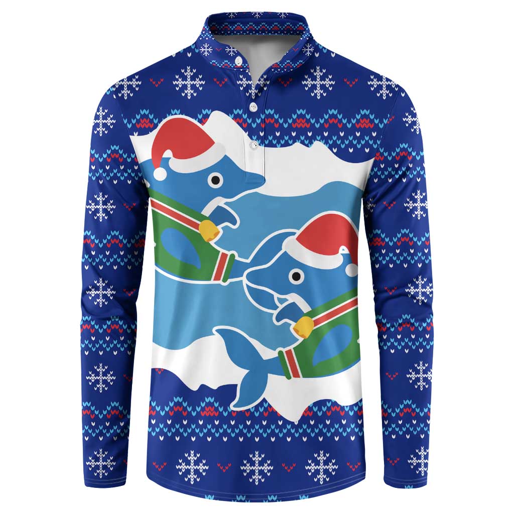 Dolphin Couple Christmas Button Sweatshirt Funny Xmas Holiday Patterns - Wonder Print Shop