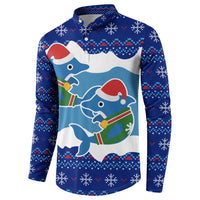 Dolphin Couple Christmas Button Sweatshirt Funny Xmas Holiday Patterns - Wonder Print Shop