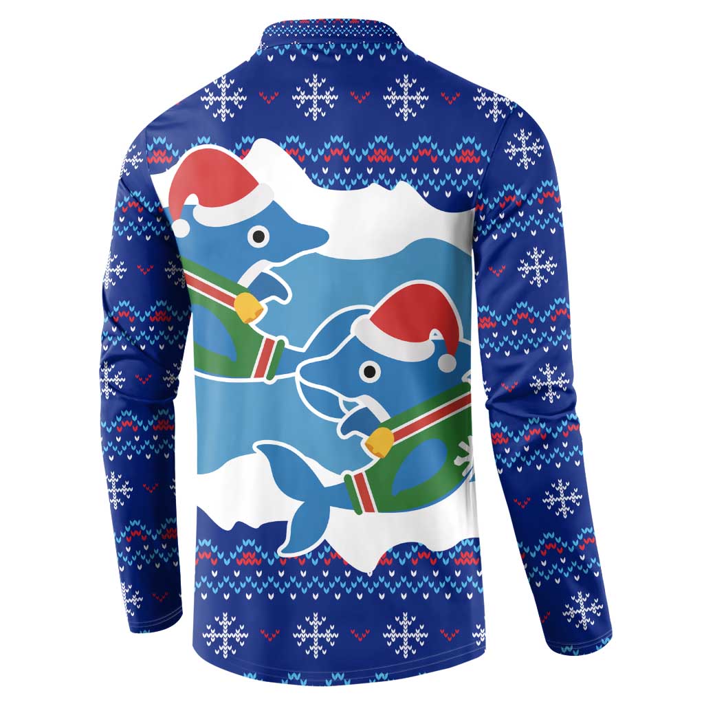 Dolphin Couple Christmas Button Sweatshirt Funny Xmas Holiday Patterns - Wonder Print Shop