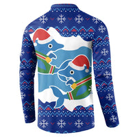Dolphin Couple Christmas Button Sweatshirt Funny Xmas Holiday Patterns - Wonder Print Shop
