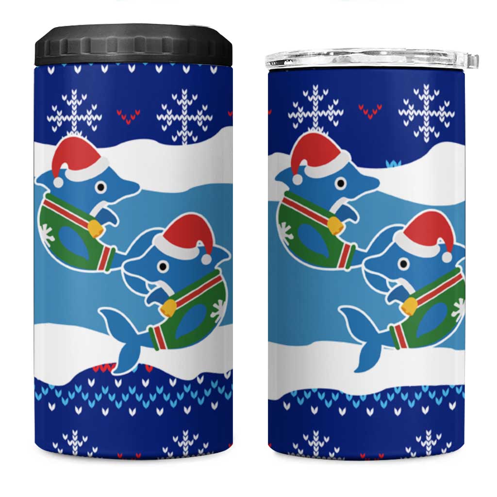 Dolphin Couple Christmas 4 in 1 Can Cooler Tumbler Funny Xmas Holiday Patterns - Wonder Print Shop