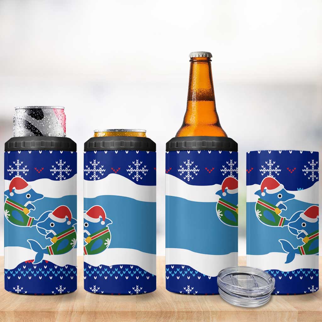 Dolphin Couple Christmas 4 in 1 Can Cooler Tumbler Funny Xmas Holiday Patterns - Wonder Print Shop