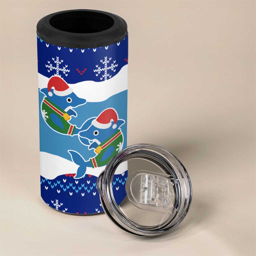 Dolphin Couple Christmas 4 in 1 Can Cooler Tumbler Funny Xmas Holiday Patterns - Wonder Print Shop