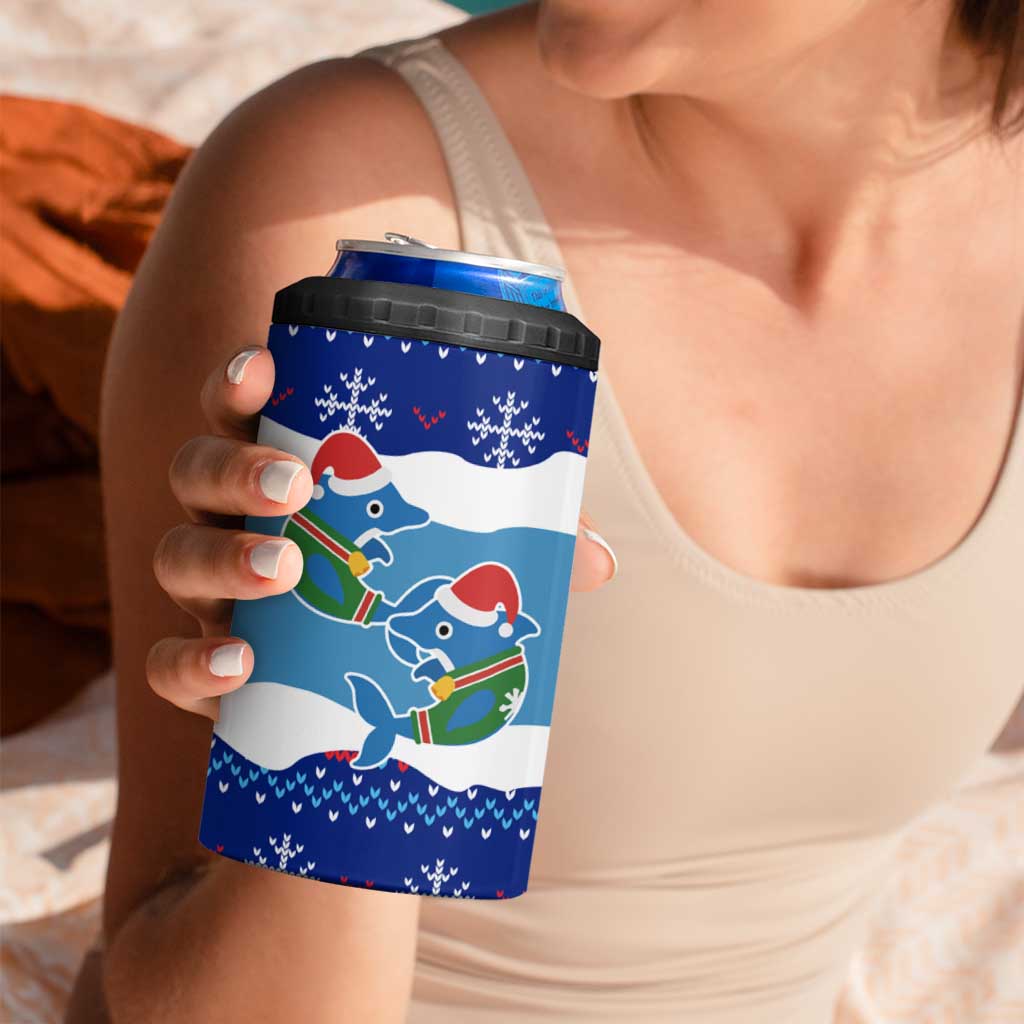 Dolphin Couple Christmas 4 in 1 Can Cooler Tumbler Funny Xmas Holiday Patterns - Wonder Print Shop