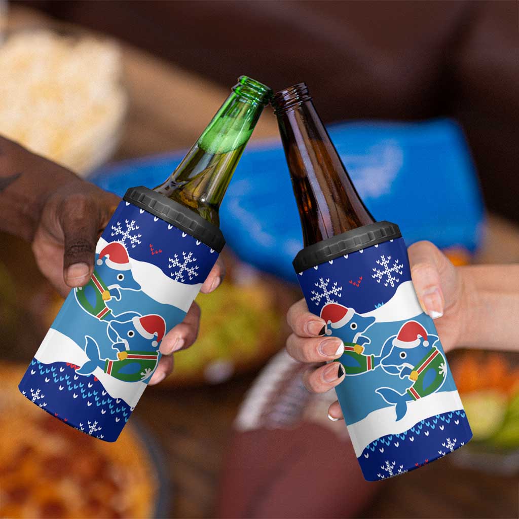 Dolphin Couple Christmas 4 in 1 Can Cooler Tumbler Funny Xmas Holiday Patterns - Wonder Print Shop
