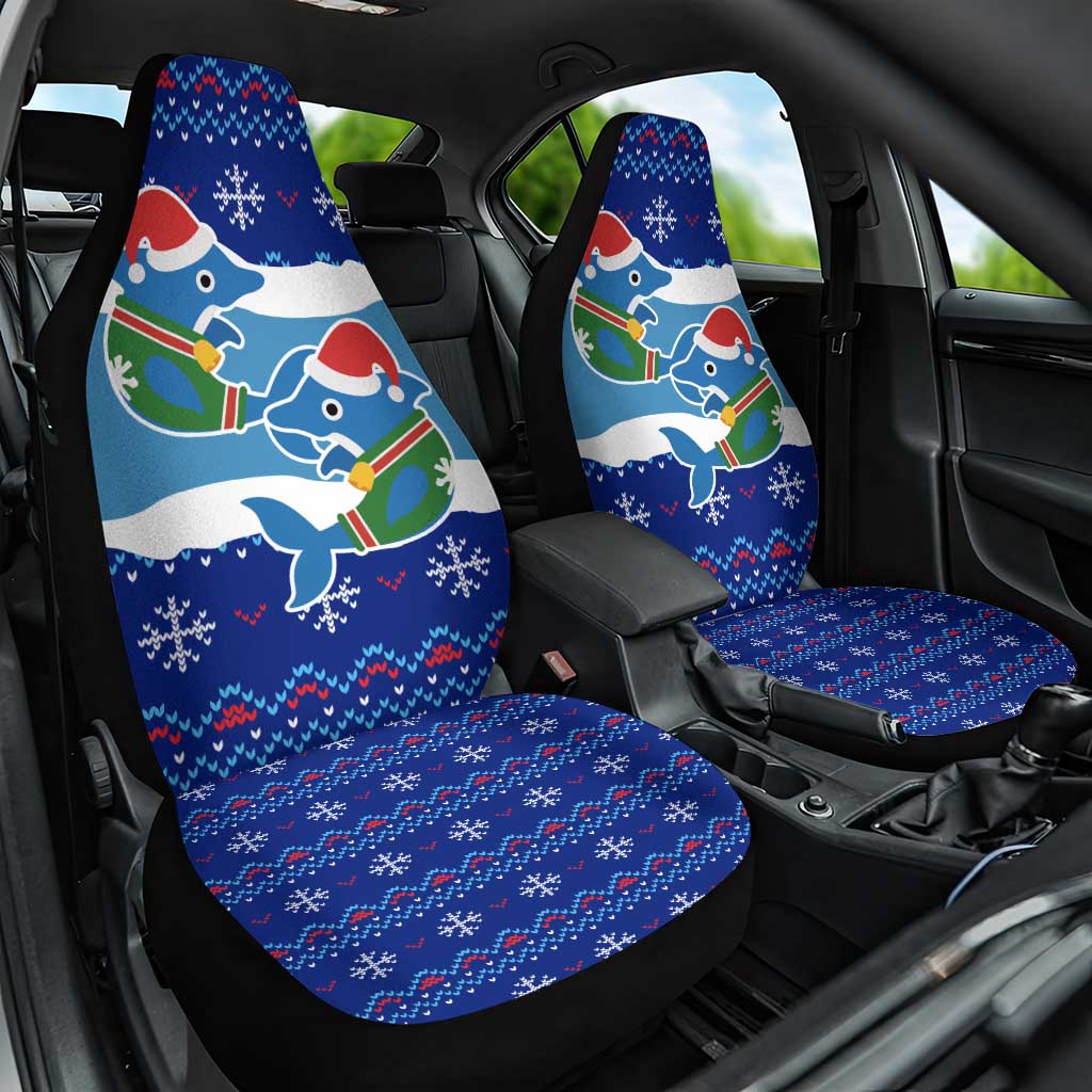 Dolphin Couple Christmas Car Seat Cover Funny Xmas Holiday Patterns - Wonder Print Shop