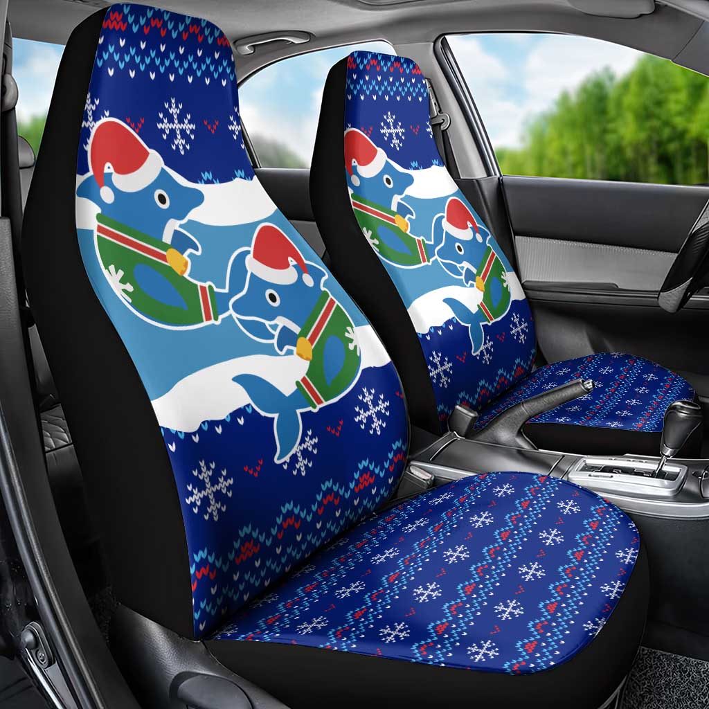 Dolphin Couple Christmas Car Seat Cover Funny Xmas Holiday Patterns - Wonder Print Shop