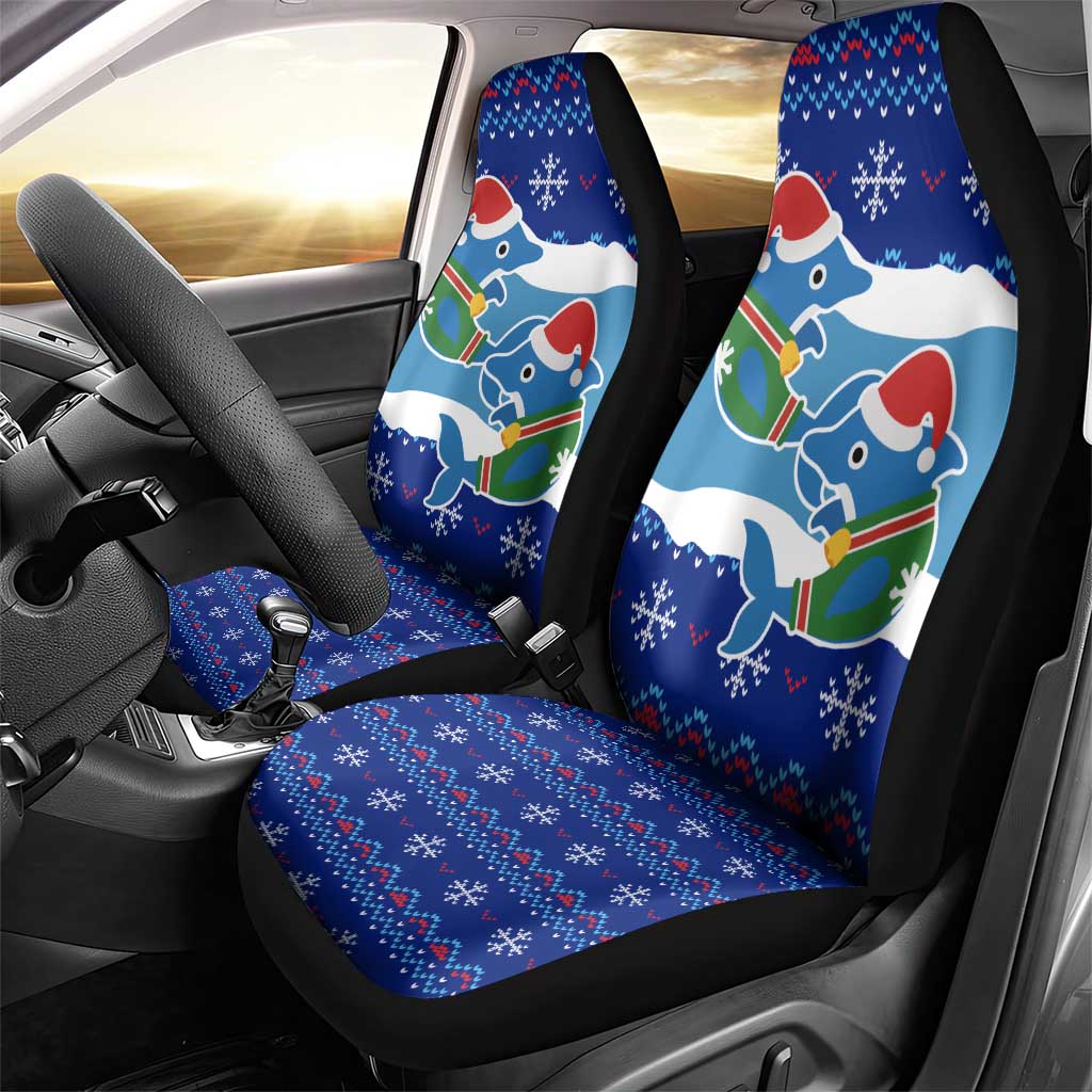 Dolphin Couple Christmas Car Seat Cover Funny Xmas Holiday Patterns - Wonder Print Shop