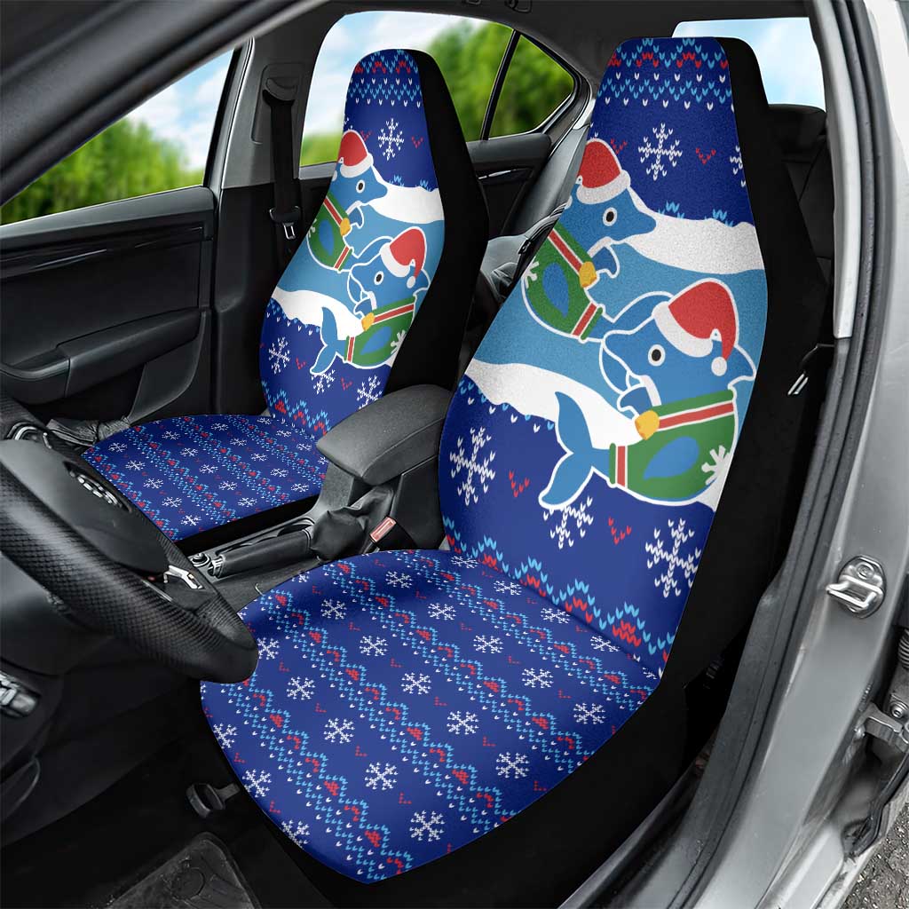 Dolphin Couple Christmas Car Seat Cover Funny Xmas Holiday Patterns - Wonder Print Shop