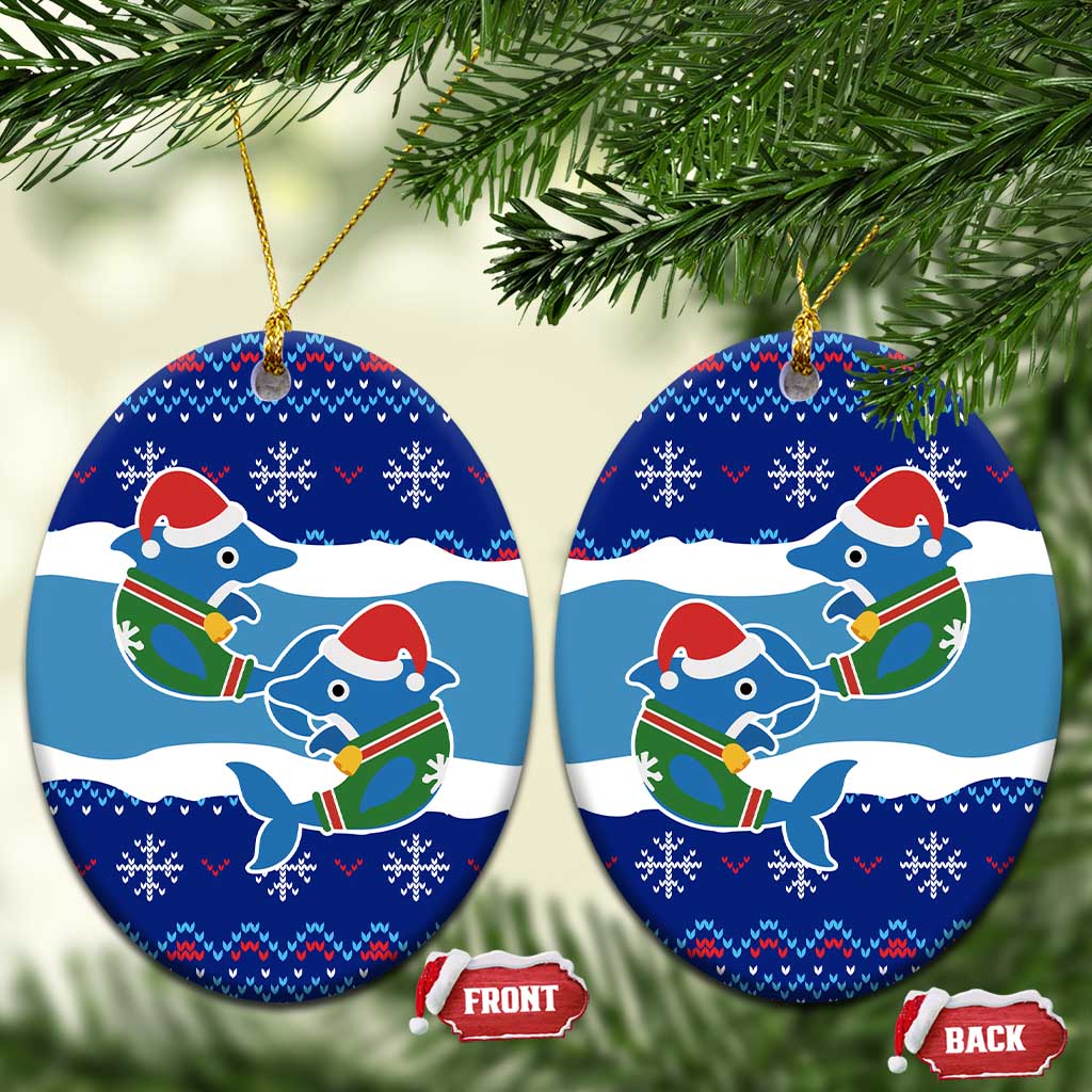 Dolphin Couple Christmas Ceramic Ornament Funny Xmas Holiday Patterns - Wonder Print Shop