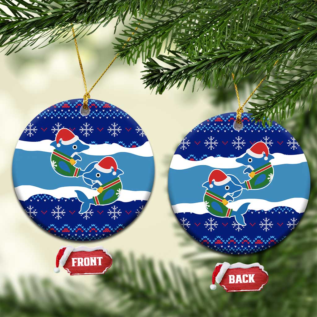 Dolphin Couple Christmas Ceramic Ornament Funny Xmas Holiday Patterns - Wonder Print Shop