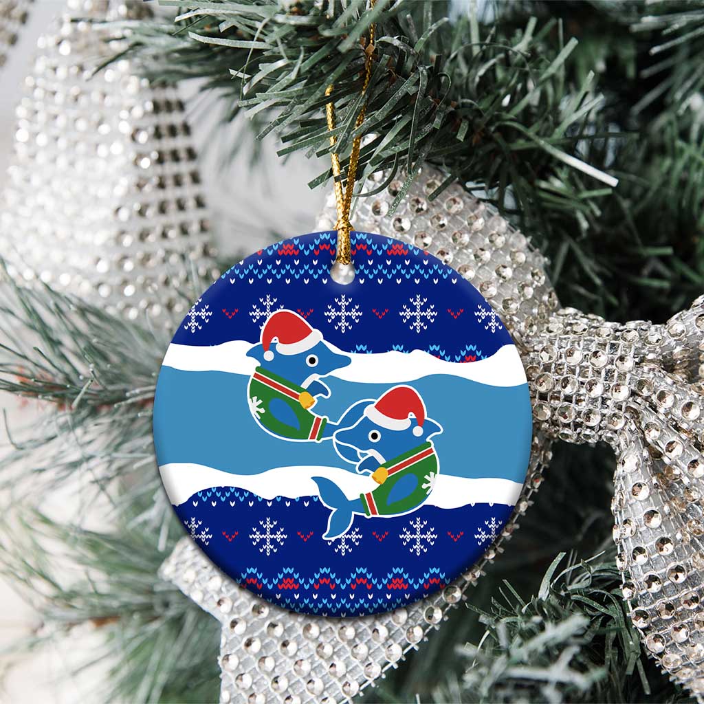 Dolphin Couple Christmas Ceramic Ornament Funny Xmas Holiday Patterns - Wonder Print Shop