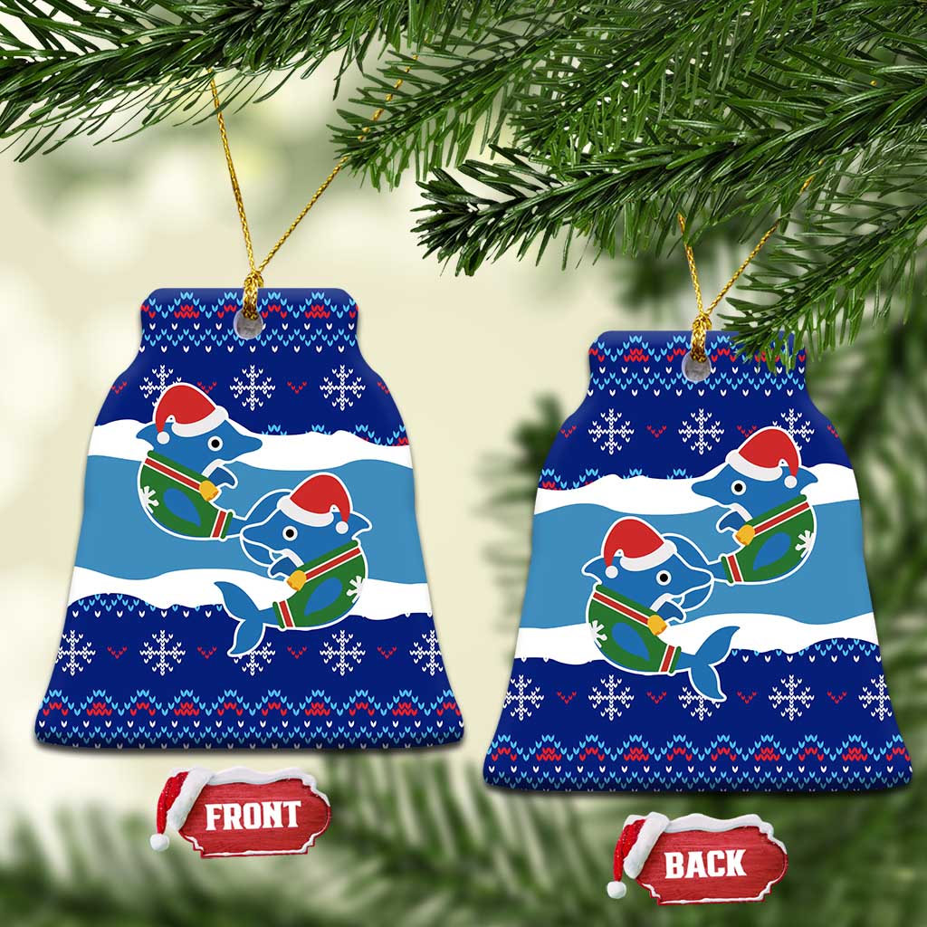 Dolphin Couple Christmas Ceramic Ornament Funny Xmas Holiday Patterns - Wonder Print Shop