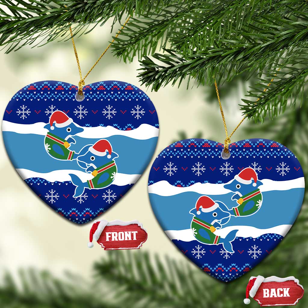 Dolphin Couple Christmas Ceramic Ornament Funny Xmas Holiday Patterns - Wonder Print Shop