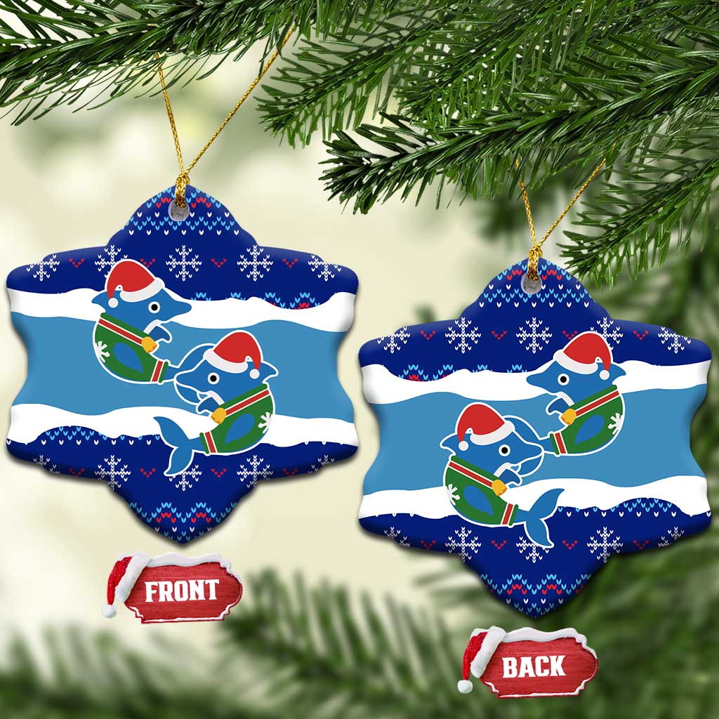 Dolphin Couple Christmas Ceramic Ornament Funny Xmas Holiday Patterns - Wonder Print Shop