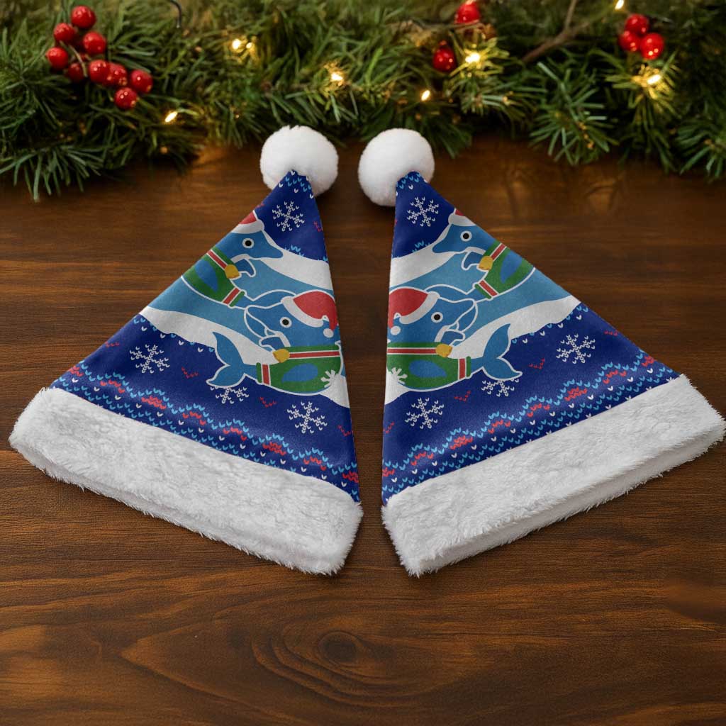 Dolphin Couple Christmas Santa Hat Funny Xmas Holiday Patterns - Wonder Print Shop