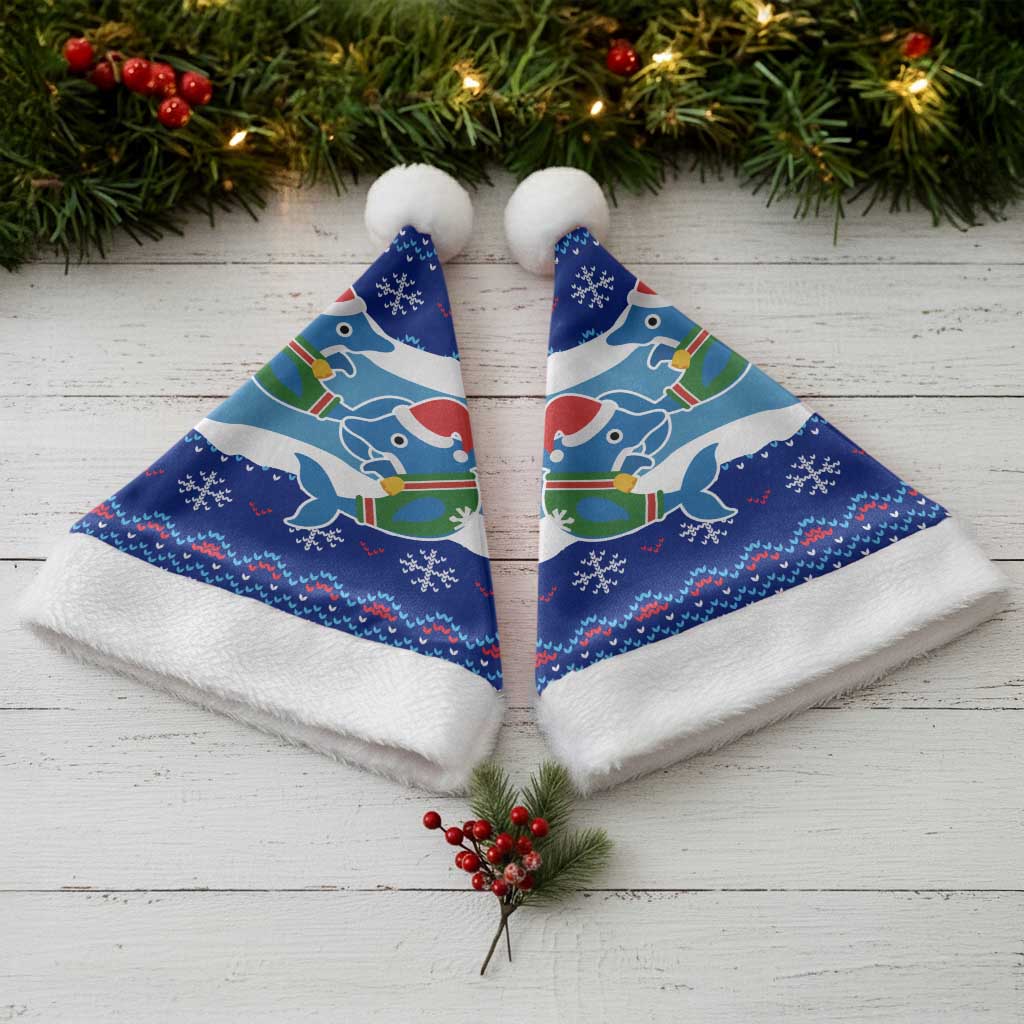 Dolphin Couple Christmas Santa Hat Funny Xmas Holiday Patterns - Wonder Print Shop