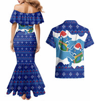 Dolphin Couple Christmas Couples Matching Mermaid Dress and Hawaiian Shirt Funny Xmas Holiday Patterns - Wonder Print Shop