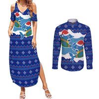 Dolphin Couple Christmas Couples Matching Summer Maxi Dress and Long Sleeve Button Shirt Funny Xmas Holiday Patterns - Wonder Print Shop