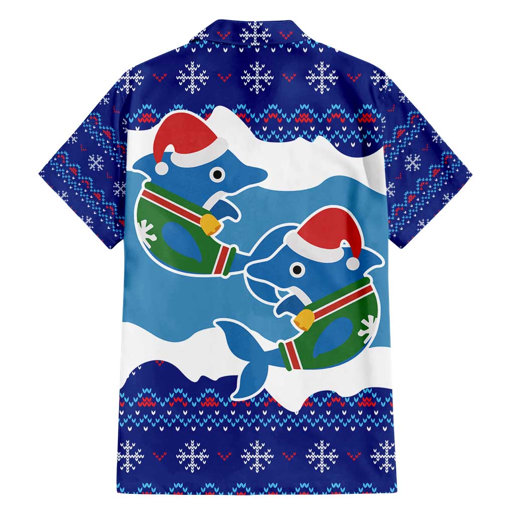 Dolphin Couple Christmas Family Matching Long Sleeve Bodycon Dress and Hawaiian Shirt Funny Xmas Holiday Patterns - Wonder Print Shop