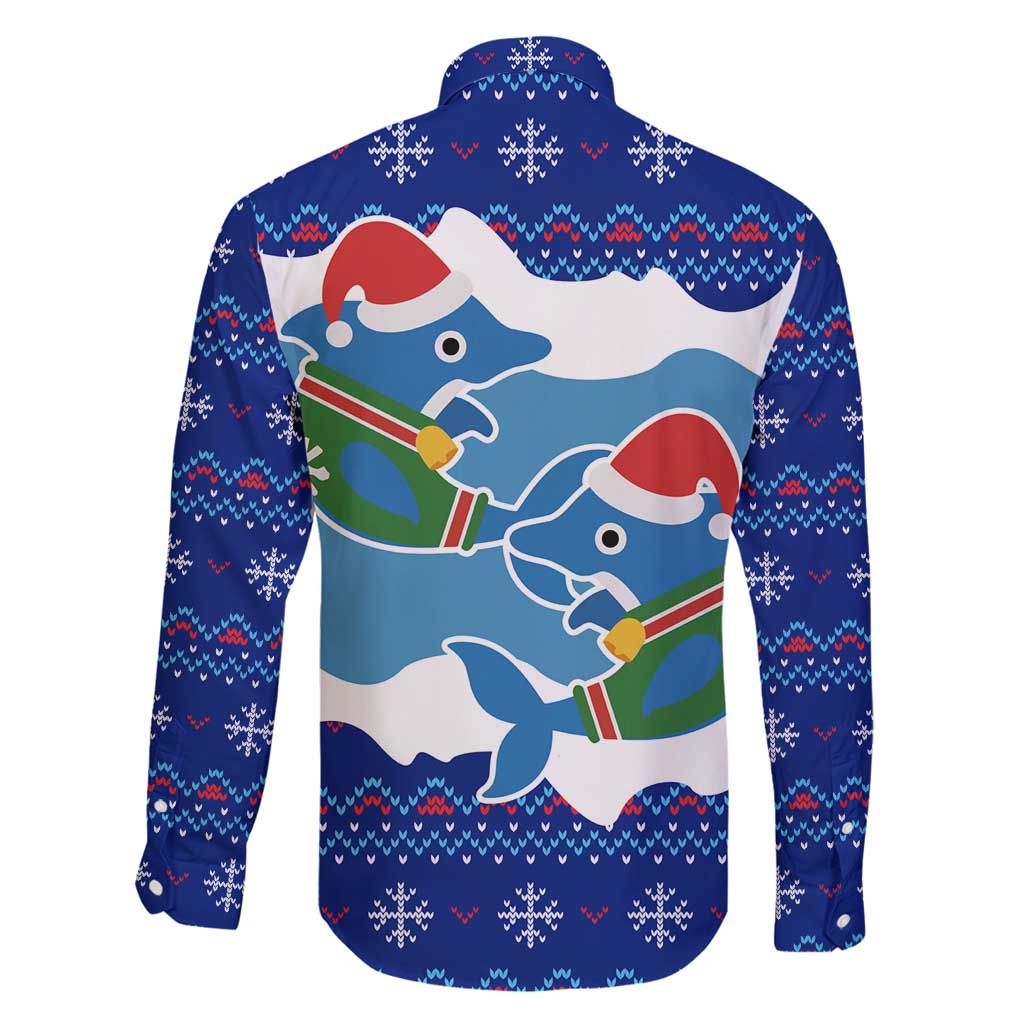 Dolphin Couple Christmas Family Matching Long Sleeve Bodycon Dress and Hawaiian Shirt Funny Xmas Holiday Patterns - Wonder Print Shop