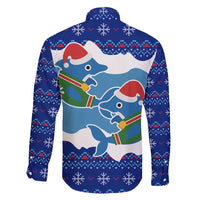 Dolphin Couple Christmas Family Matching Long Sleeve Bodycon Dress and Hawaiian Shirt Funny Xmas Holiday Patterns - Wonder Print Shop