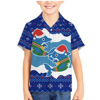 Dolphin Couple Christmas Family Matching Mermaid Dress and Hawaiian Shirt Funny Xmas Holiday Patterns - Wonder Print Shop