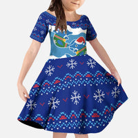 Dolphin Couple Christmas Family Matching Off The Shoulder Long Sleeve Dress and Hawaiian Shirt Funny Xmas Holiday Patterns - Wonder Print Shop