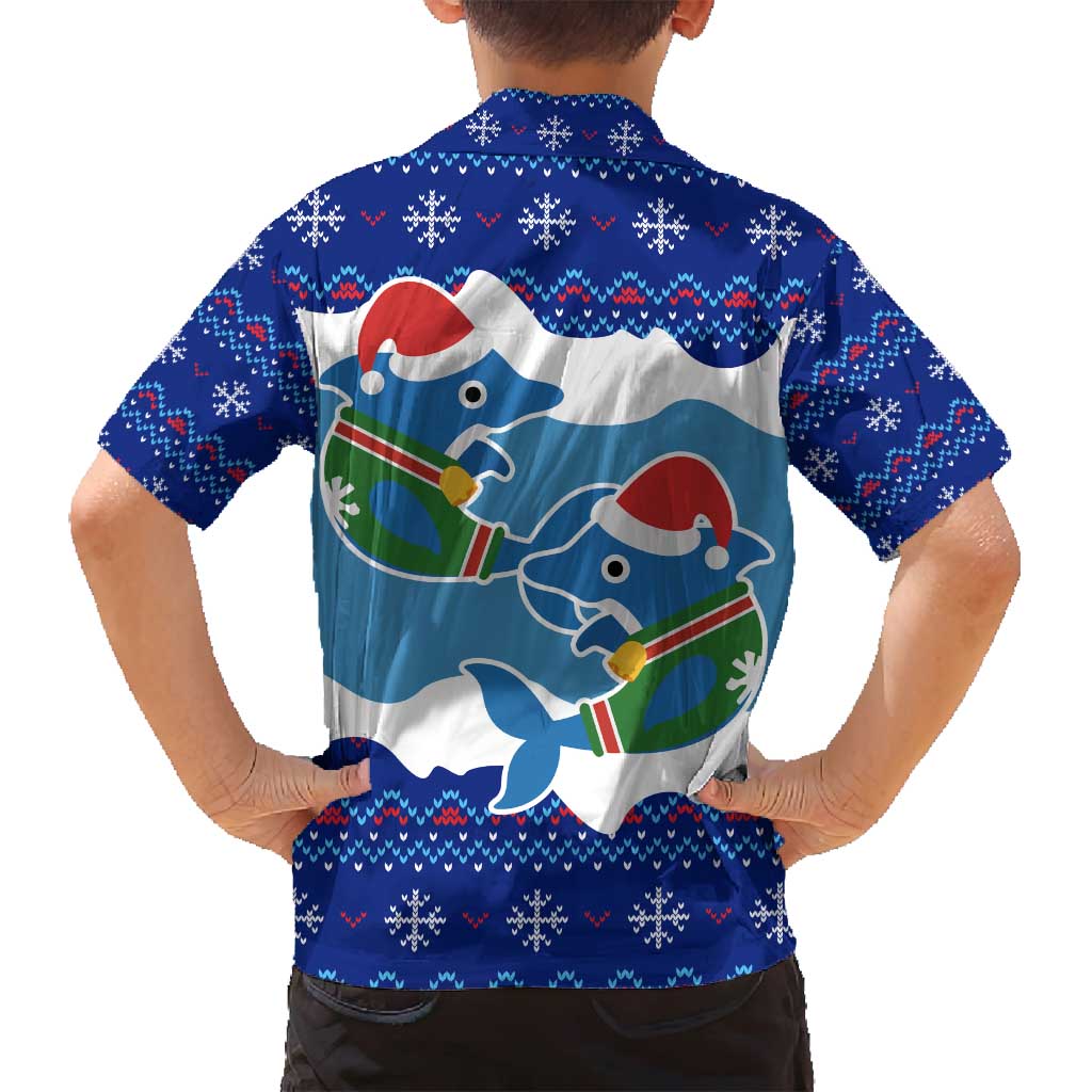 Dolphin Couple Christmas Family Matching Off Shoulder Maxi Dress and Hawaiian Shirt Funny Xmas Holiday Patterns - Wonder Print Shop