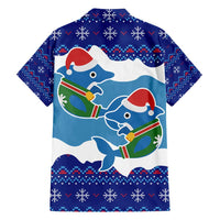 Dolphin Couple Christmas Family Matching Off Shoulder Maxi Dress and Hawaiian Shirt Funny Xmas Holiday Patterns - Wonder Print Shop