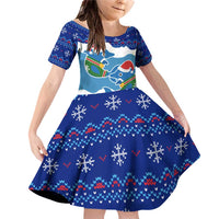 Dolphin Couple Christmas Family Matching Off Shoulder Short Dress and Hawaiian Shirt Funny Xmas Holiday Patterns - Wonder Print Shop