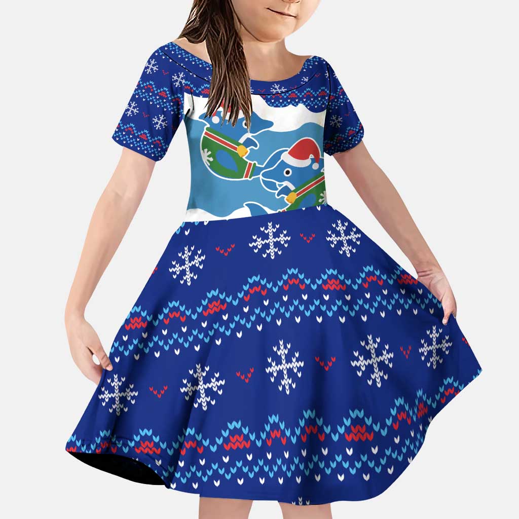 Dolphin Couple Christmas Family Matching Puletasi and Hawaiian Shirt Funny Xmas Holiday Patterns - Wonder Print Shop