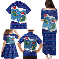 Dolphin Couple Christmas Family Matching Puletasi and Hawaiian Shirt Funny Xmas Holiday Patterns - Wonder Print Shop