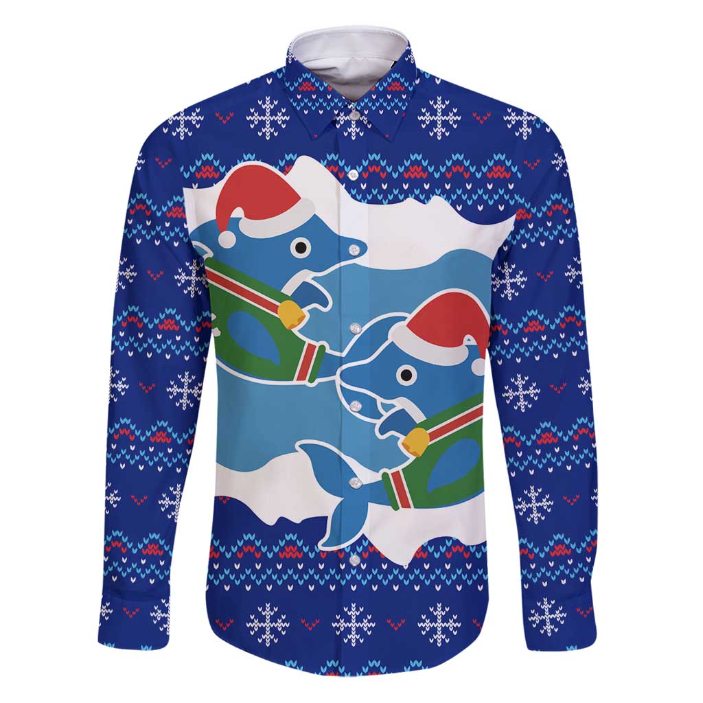 Dolphin Couple Christmas Family Matching Puletasi and Hawaiian Shirt Funny Xmas Holiday Patterns - Wonder Print Shop