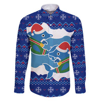 Dolphin Couple Christmas Family Matching Puletasi and Hawaiian Shirt Funny Xmas Holiday Patterns - Wonder Print Shop