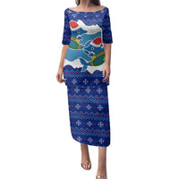 Dolphin Couple Christmas Family Matching Puletasi and Hawaiian Shirt Funny Xmas Holiday Patterns - Wonder Print Shop