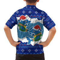 Dolphin Couple Christmas Family Matching Short Sleeve Bodycon Dress and Hawaiian Shirt Funny Xmas Holiday Patterns - Wonder Print Shop