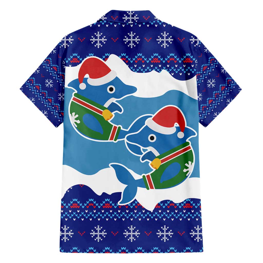 Dolphin Couple Christmas Family Matching Short Sleeve Bodycon Dress and Hawaiian Shirt Funny Xmas Holiday Patterns - Wonder Print Shop