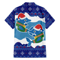 Dolphin Couple Christmas Family Matching Short Sleeve Bodycon Dress and Hawaiian Shirt Funny Xmas Holiday Patterns - Wonder Print Shop
