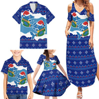 Dolphin Couple Christmas Family Matching Summer Maxi Dress and Hawaiian Shirt Funny Xmas Holiday Patterns - Wonder Print Shop