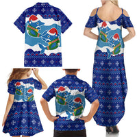 Dolphin Couple Christmas Family Matching Summer Maxi Dress and Hawaiian Shirt Funny Xmas Holiday Patterns - Wonder Print Shop