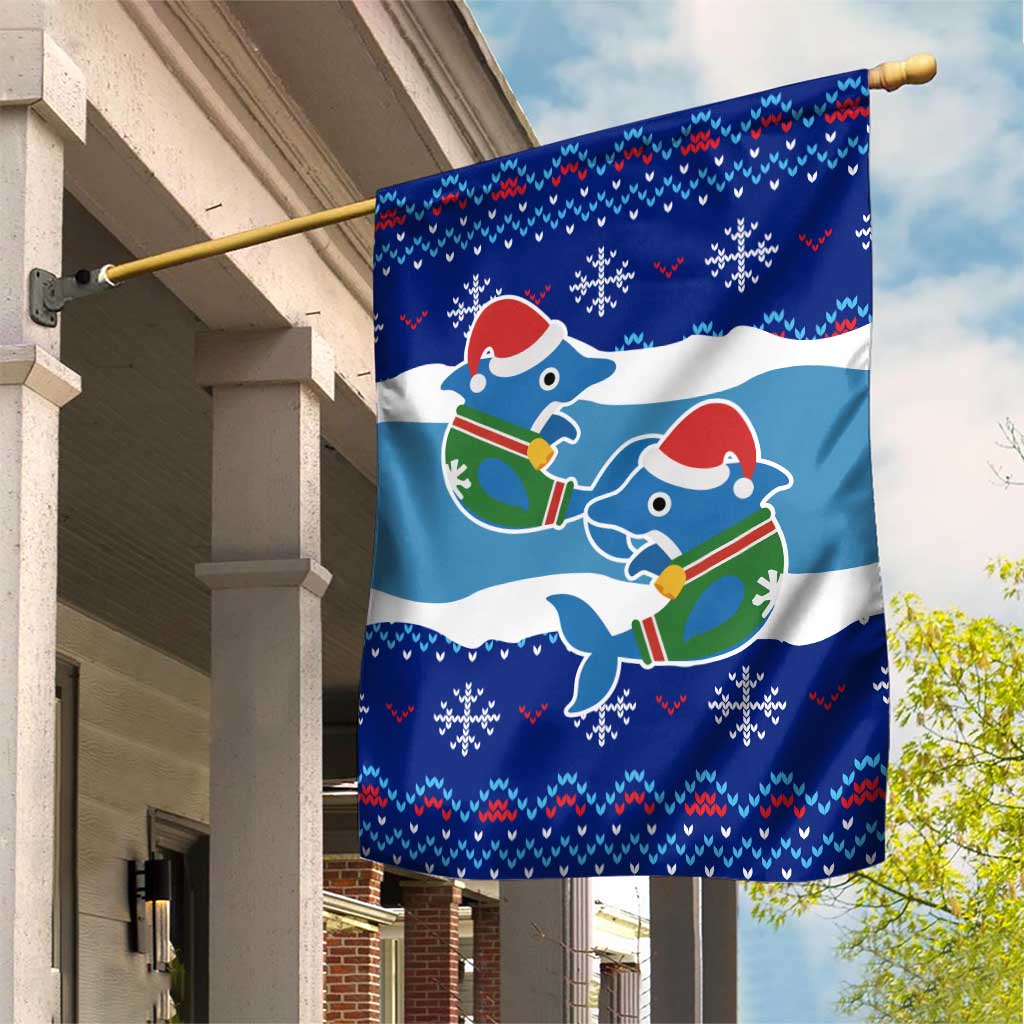 Dolphin Couple Christmas Garden Flag Funny Xmas Holiday Patterns - Wonder Print Shop